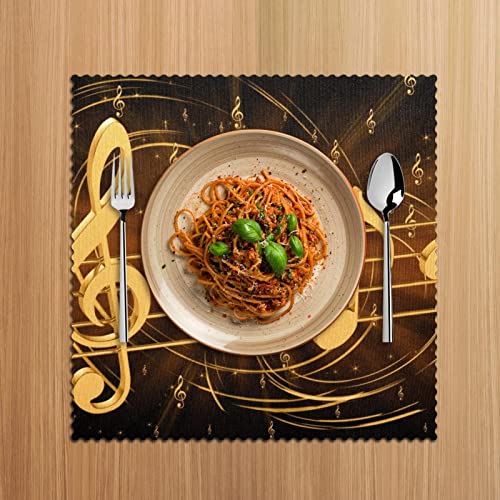 Set de table note de musique dorée résistant chaleur antidérapant 30cm - 6