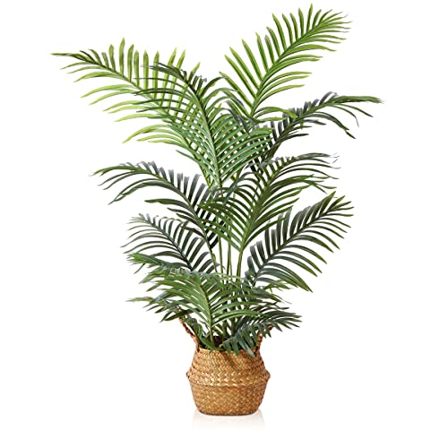 LOMANTO Fake Majesty Palm Plant 4Ft Artificial Plants for Home Decor Indoor Faux Palm Trees in Pot...