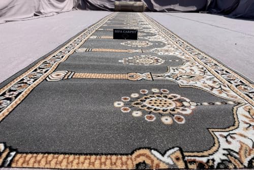 Image of Sifa Carpet Luxury Anti Skid Acrylic Zanamaj Prayer Carpet Rolls for Masjid and Gallery(Grey 4x50 Feet)