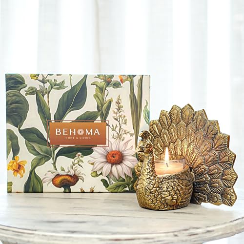 BEHOMA Metal Peacock Candle & Holde...