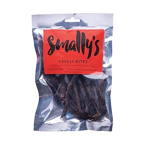 Smally's Biltong Chilli Bites - High Protein Beef Snack, Ready to Eat, Low Fat, No Artificial Colours or Flavours Cover