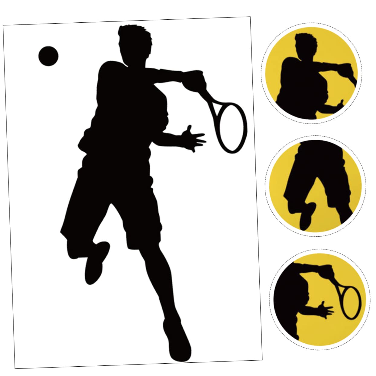 Adesivo Murale Sportivo Autoadesivo in Pvc Nero Giocatore di Tennis per Cameretta Palestra