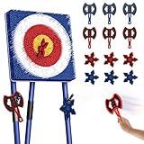 Axt Wurfspiel für Hinterhof, Axt Wurfziel-Set Spiele mit 6 Wurfäxten & 6 Dartborsten Ziel, Outdoor Indoor Yard Spiel für Erwachsene Jugendliche Kinder Aktivität Karneval Spiele (Blau, L)