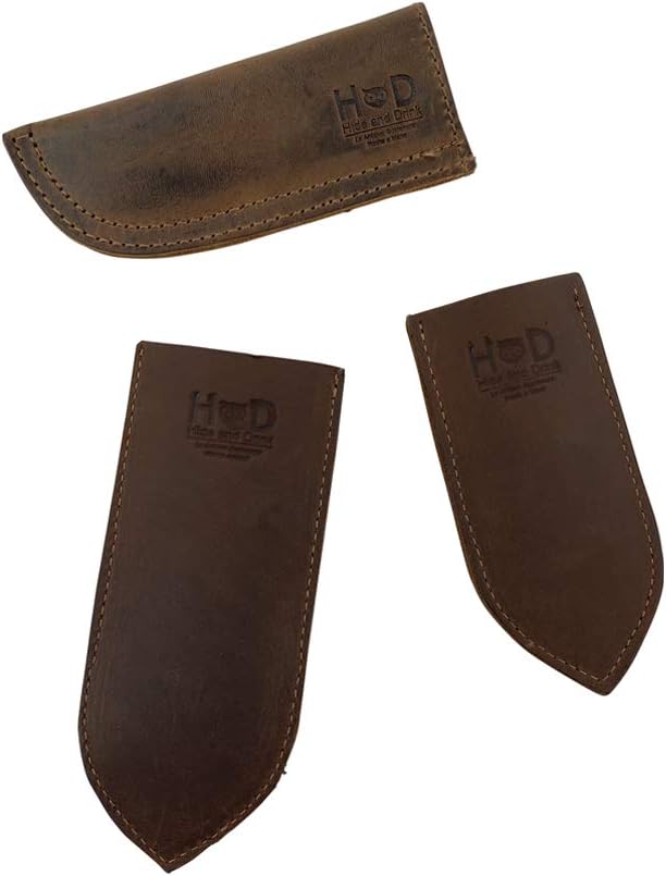 Hide & Drink, Rustic Leather Cast Iron Hot Handle Covers - Metal Skillet Panhandle Grips - Heat Protection Potholders Handmade
