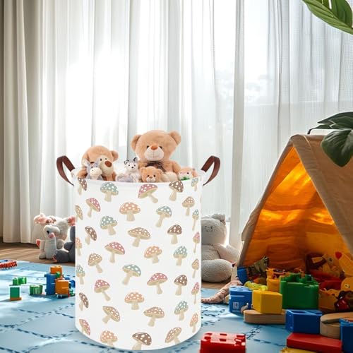 Image of Mushroom hamper,Laundry Basket,Collapsible Canvas Waterproof Storage Bin,Nursery Hamper,Gift Baskets,baby Laundry Hampers,Room Decor(Mushroom)