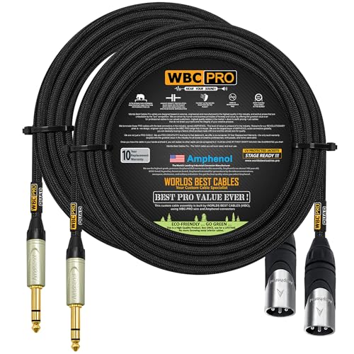 Câble XLR vers TRS WBC-PRO-Quad en tweed avec prises Amphenol dorées
