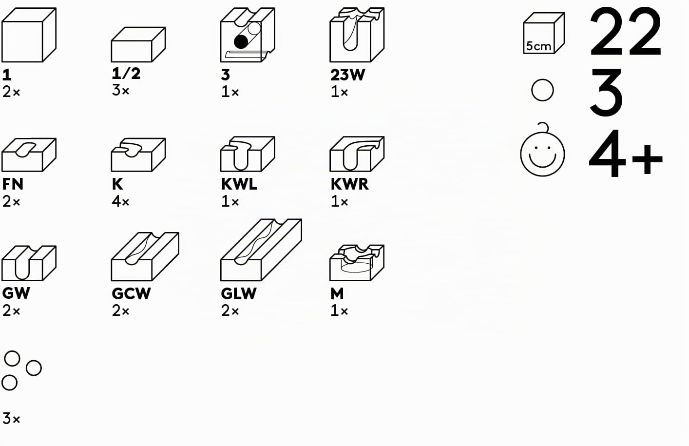 CUBORO Wave – Erweiterungsset für Kugelbahn ab 4 Jahren | 22 Holzelemente & 3 Glaskugeln | Kompatibel mit CUBORO Starter Sets | Lernspielzeug aus Holz | Swiss Made