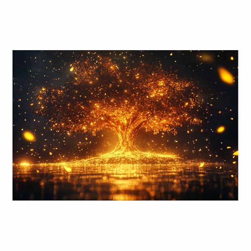 Arbre de vie impression sur toile tableau mural décoration moderne or 50x70cm