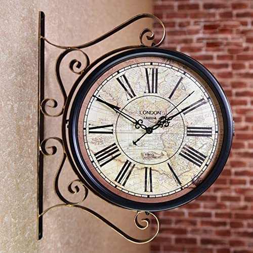 Horloge extérieure étanche en fer forgé durable au design rétro pour façades de caractère