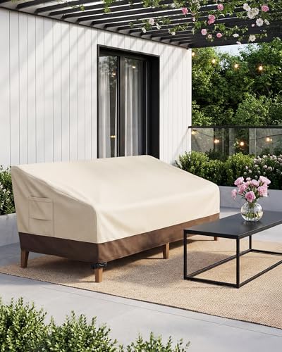 Image of Vailge Patio Sofa Cover 3-Seater & Outdoor Couch Cover Waterproof | Heavy Duty 600D Oxford Patio Outdoor Furniture Covers Waterproof with Windproof Straps and Vents,Fits 104 inchx40 inchx35 inch Patio Sofa