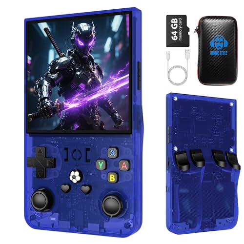 Image of R36MAX Retro Handheld Game Console,4.0 Inch Retro Gaming Console with 64GB Memory,Support 30+ Emulators,Open Source Linux System Hand Held Game Console,4000mAh Battery(Blue)