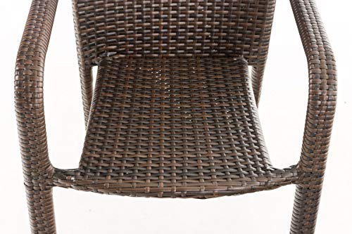 CLP Poly-Rattan Gartenstuhl LEONIE, Stapelstuhl mit Armlehne, ALU Gestell braun-meliert - 7