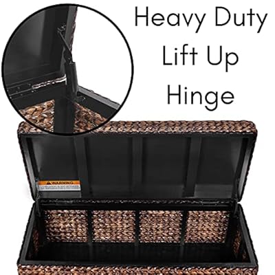 BIRDROCK HOME Storage Ottoman Bench - Bed Storage Trunk - Espresso Bench - Chest - Safety Hinges (Brown Wash) 51UVfcC89cS. SS400