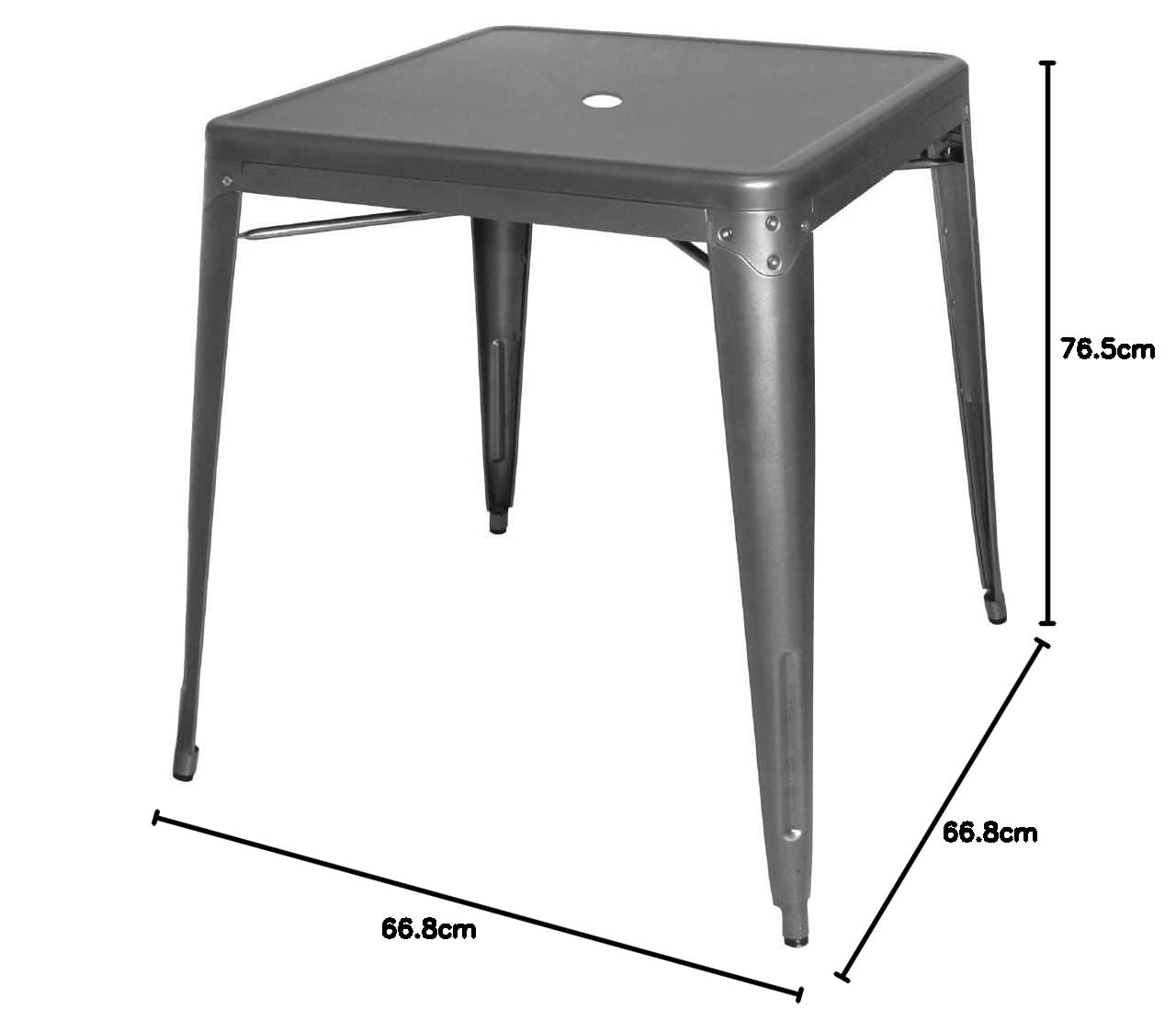 Bolero quadratischer Bistrotisch aus Stahl Grau 66cm
