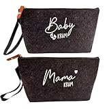 2 Stück Geschenke für Werdende Mütter,Kosmetiktasche aus Filz mit Reißverschluss,Mama Kram Baby Kram Kosmetiktasche,Filztasche für Mama Schwangerschaft,Geschenk zur Geburt