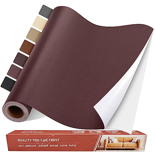 Kit de réparation en cuir pour canapé et fauteuil usé marron rougeâtre