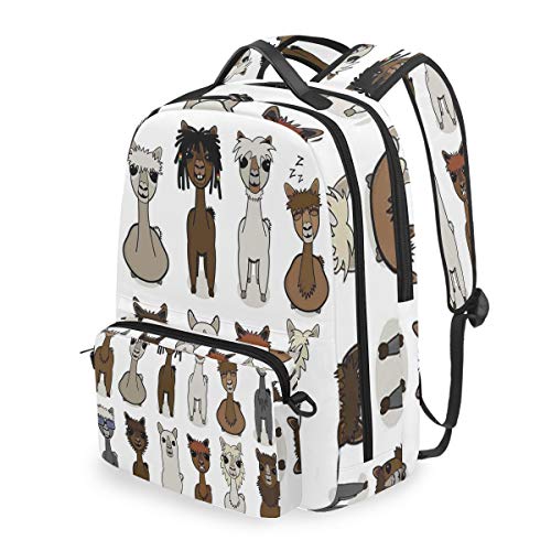 Preisvergleich Produktbild DUILLY Charismatische Alpakas Mit Verschiedenen Haaren Animal Fiction Comic Abnehmbare Rucksack Schule Computer Tasche reiserucksack zu fuß tragbare ranzen Camping Rucksack für Junge mädchen