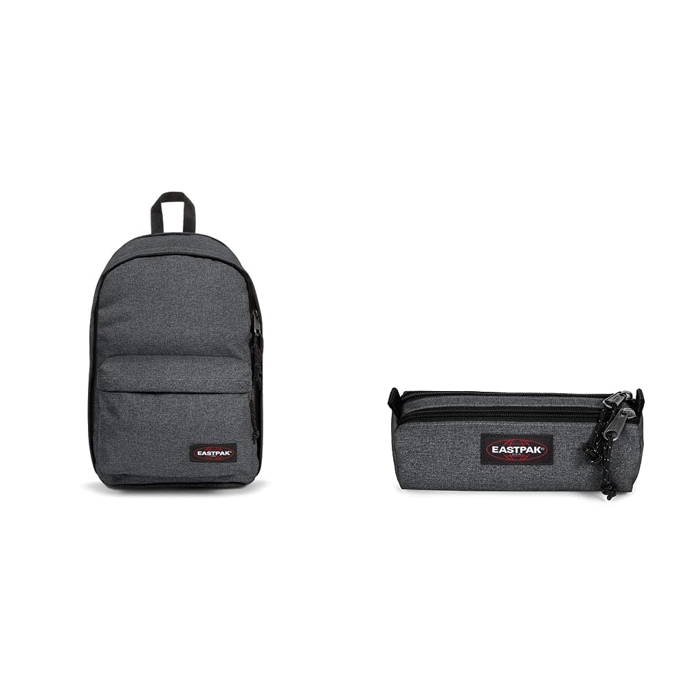 EASTPAK Out of Office Mochila, 44 cm, 27 L, Negro (Black Denim) & Double Benchmark Estuche, 21 cm, Gris (Black Denim)