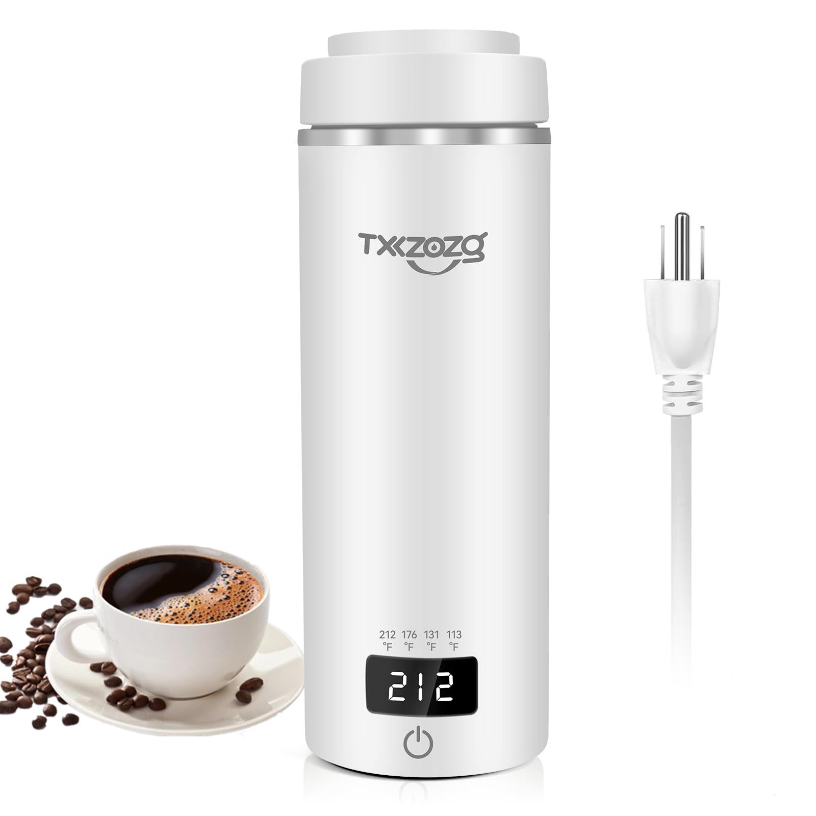 Travel Electric Kettle Mini,Portable Electric Tea kettle Small,316 Stainless Steel Small Hot Water Boiler with 4 Temperature Control,with Auto Shut-Off & Boil Dry Protection（White,500ml）
