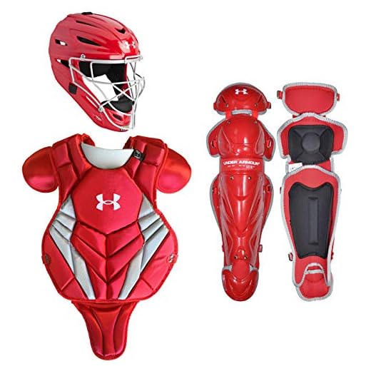 Under Armour Converge Victory NOCSAE Baseball Catcher's Equipment Set Intermediate 12-16, Scarlet