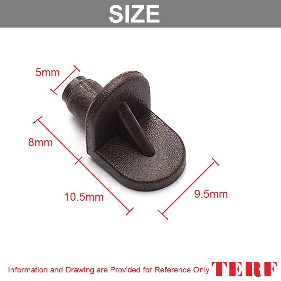 TERF® Spade Type Brown Plastic Push In Furniture Shelf Support Pegs Pins for Kitchen Cabinet Wardrobe Bookcase Closet Glass Shelve and Furniture Shelf Support Use - Image 3