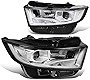 [Halogen Model] Pair of Projector Headlights Assembly Compatible with Ford Edge 2015-2018, Driver and Passenger Side, Chrome Housing Clear Corner