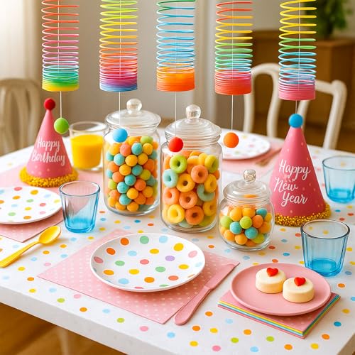 johouse rainbow magic spring party favors for kids 12 pcs colorful plastic spring toy treasure box toys for classroom fun goodie bags stuffers for kids birthday