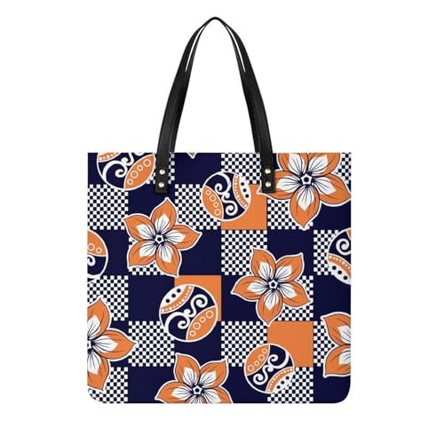 Sac à main shopper fleurs à carreaux femmes pour voyage 39x39cm