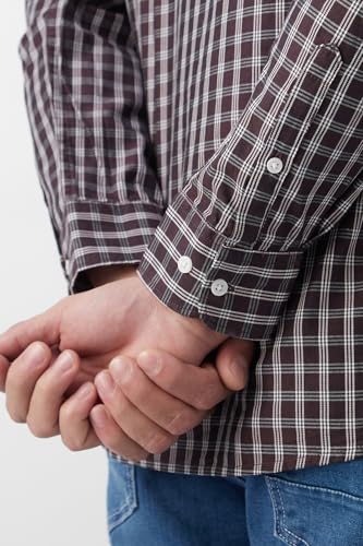 Image of Peter England Men's Slim Fit Full Sleeve Checkered Casual Shirt | 100% Cotton | Premium Twill Weave
