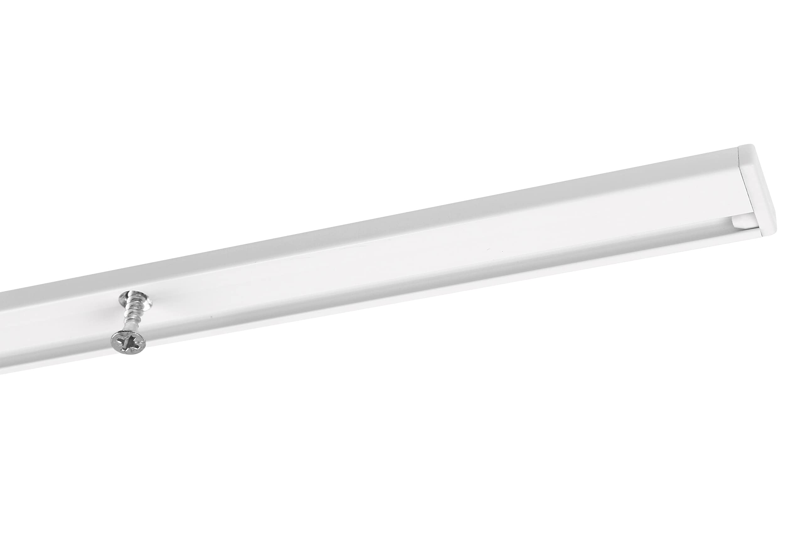 Deco-Raum Gardinenschiene auf Maß Aluminium 1-läufig vorgebohrt Vorhangschiene Deckenbefestigung für Schiebevorhang Vorhang Gardinen mit Befestigungsmaterial weiss 180 cm Minimal