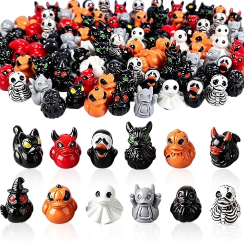 60Pcs Halloween Mini Resin Ducks Figurines Novelty Halloween Party Dcor