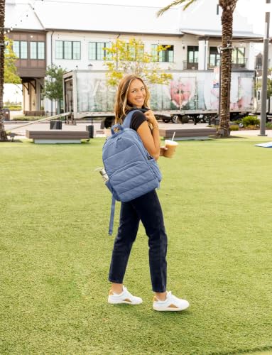 Image of Uselike Travel Backpack for Women, 15.6 Inch Laptop Backpack, Quilted College Bookbag, Cute Work Backpacks, Water Resistant (Haze Blue)