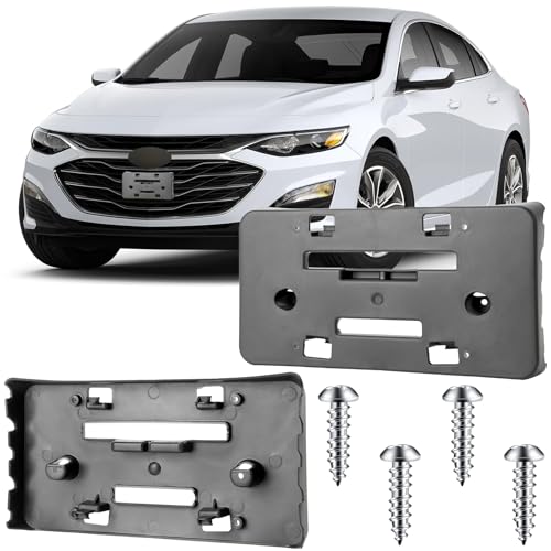 Image of License Plate Bracket Accessories for Chevrolet Chevy Malibu 2019 2020 2021 2022 2023 2024 2025, Front Bumper License Plate Holder Replacement Frame Black Mount