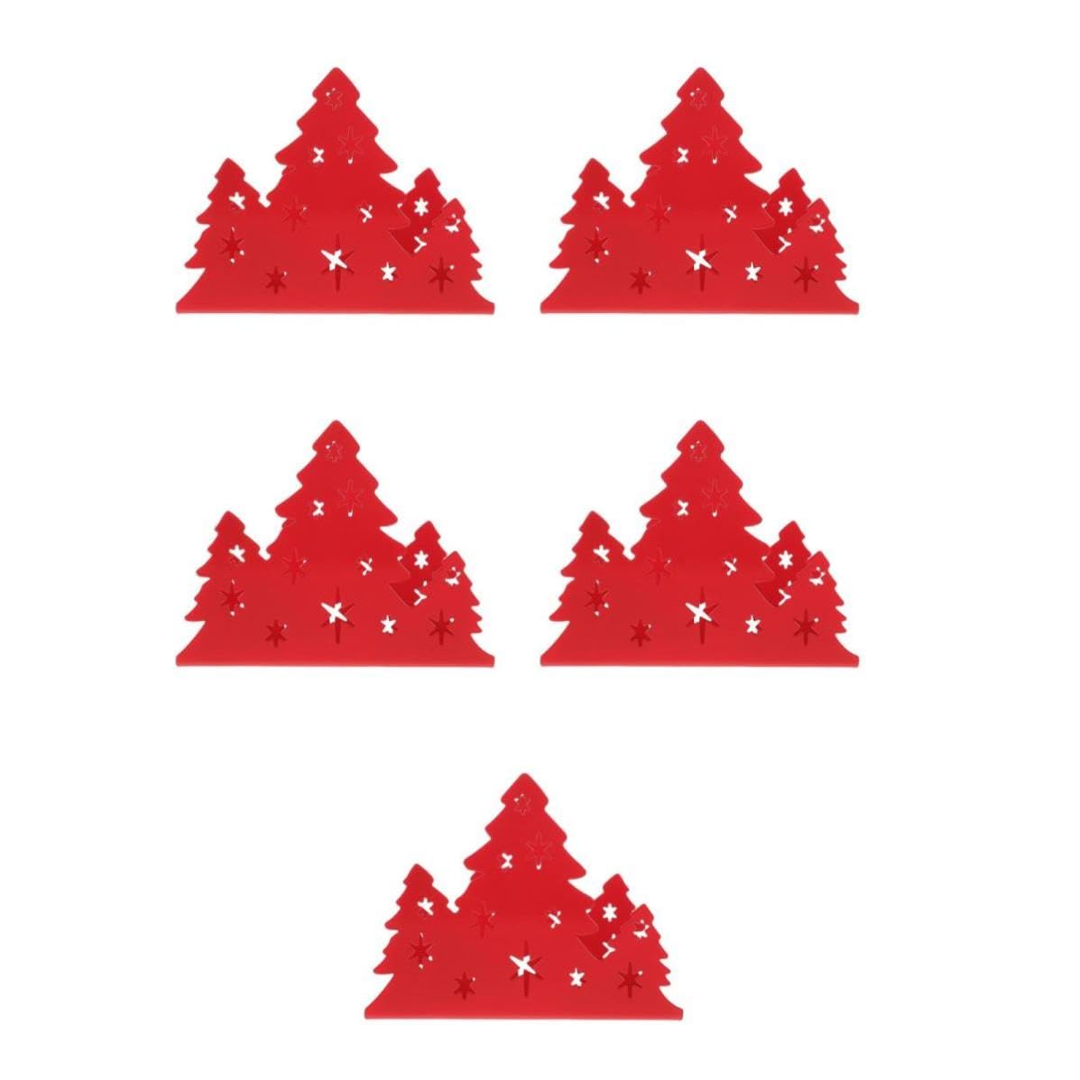 Toyvian 5 Pezzi Portatovaglioli Albero Natalizio in Acciaio Inox, Rosso