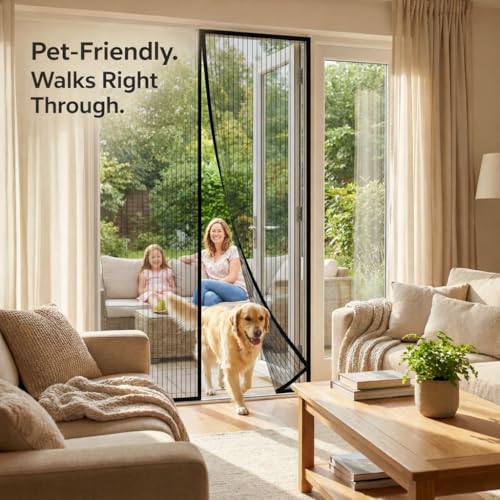 Image of Premium Magnetic Screen Door, Heavy-Duty Reinforced Mesh, Ultra-Dense Weave, Smooth Auto-Close, Pets & Kids - Hands-Free, No-Gap Seal