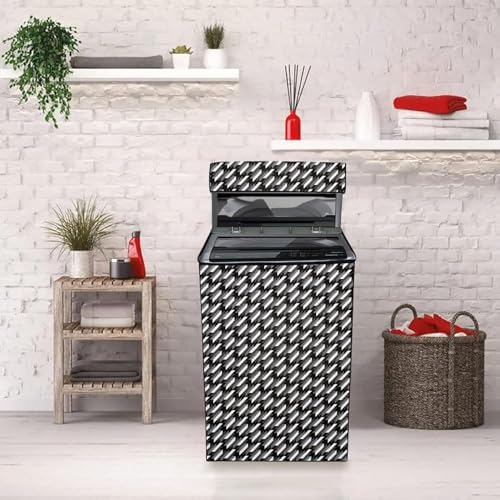 Image of The Furnishing Tree PVC Washing Machine Cover Fully Automatic Suitable for Whirlpool 7.5 kg Top Load 360 Degree Bloomwash Pro 7.5 Black Color