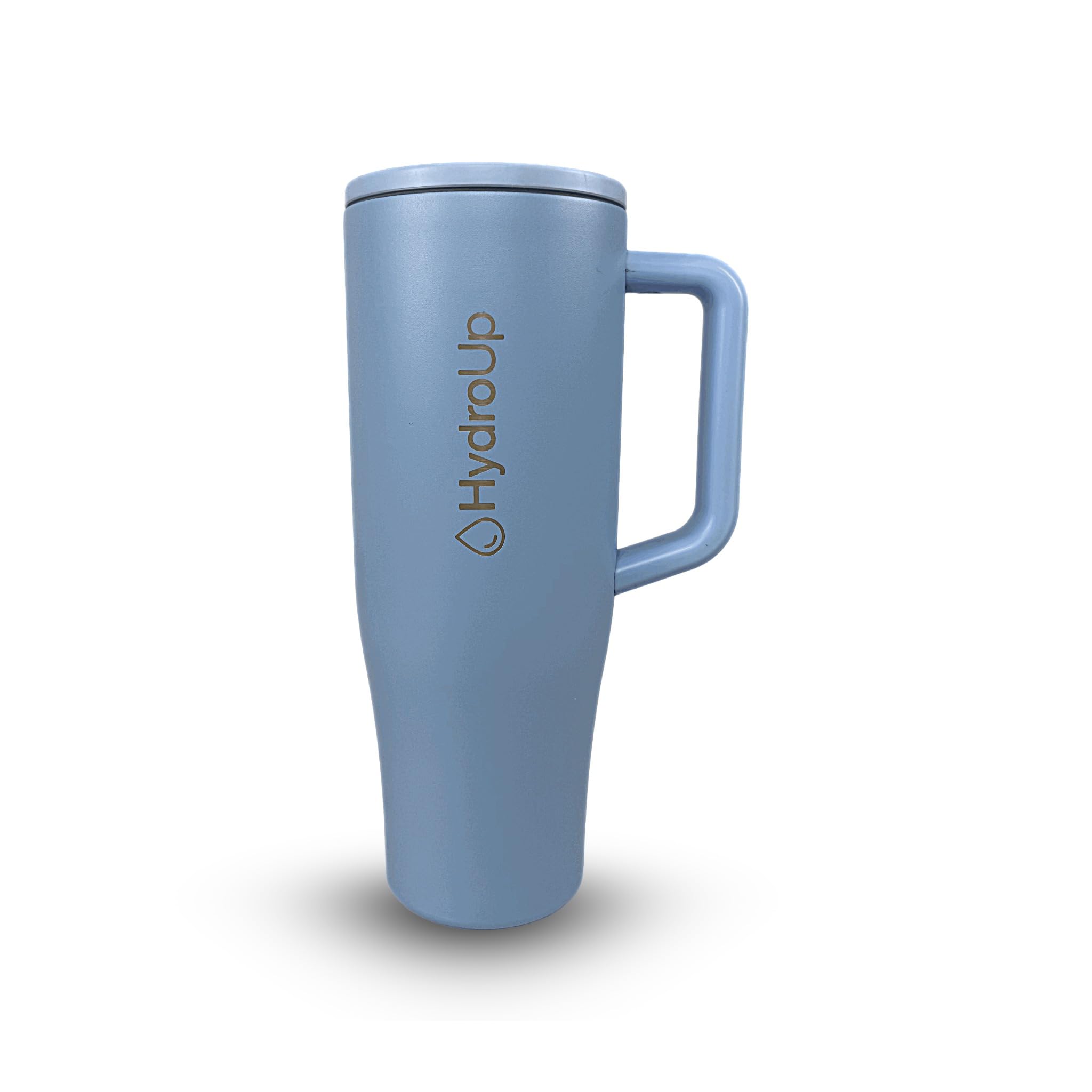 Thermobecher mit Henkel & Strohhalm – 1180 ml Edelstahl Trinkflasche, auslaufsicherer Isolierbecher, doppelwandig (Hellblau)