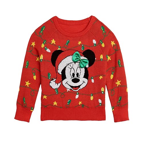 Disney - Minnie Mouse - Holiday Happiness - Toddler Girls Sweater - Kids/Baby Christmas Ideas - Size 2T - Size 2T Red