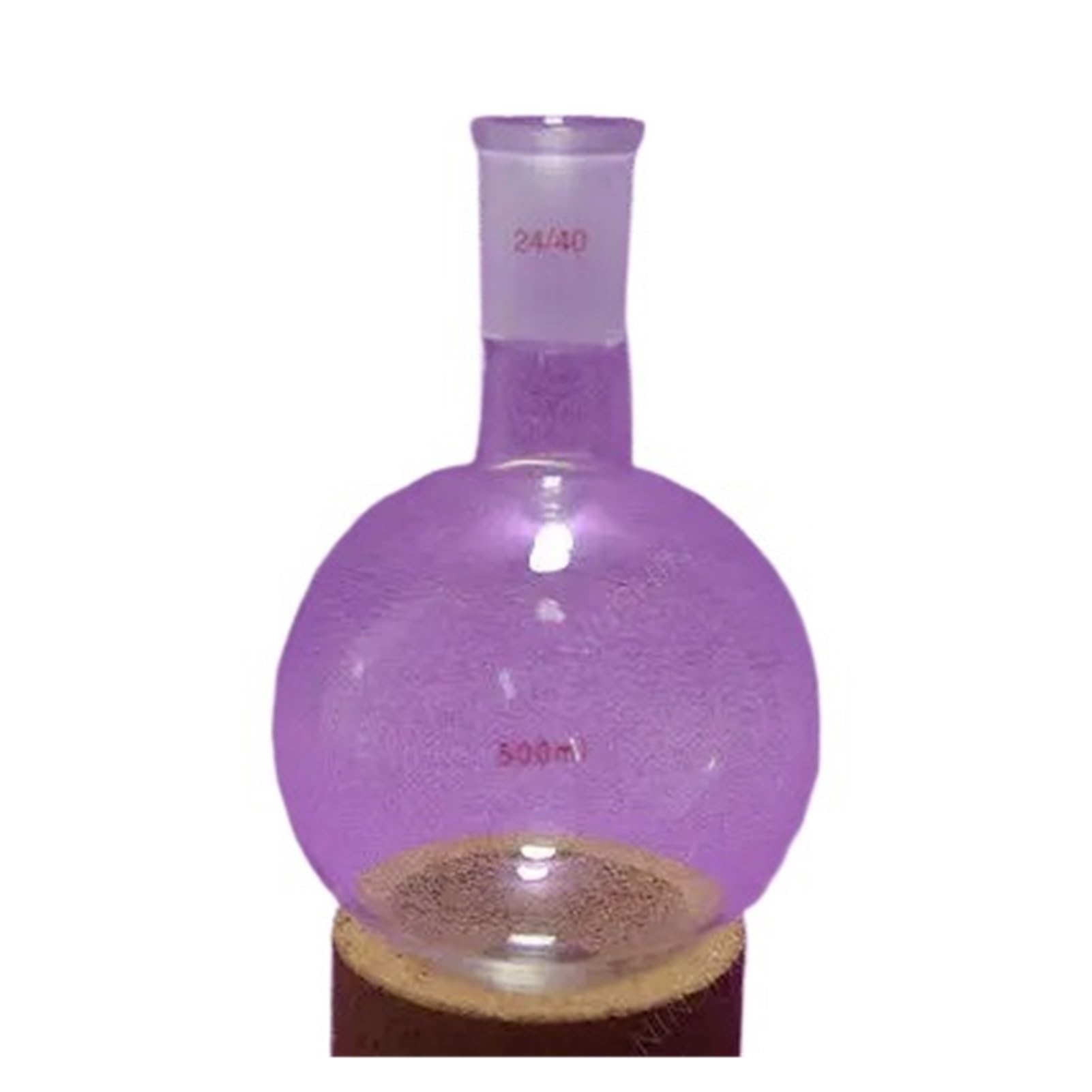 Matraz aforado de borosilicato, Matraz de Vidrio de Fondo Redondo de 500 ml, 24/40, 1 Boca, Botella de ebullición, Material de Laboratorio