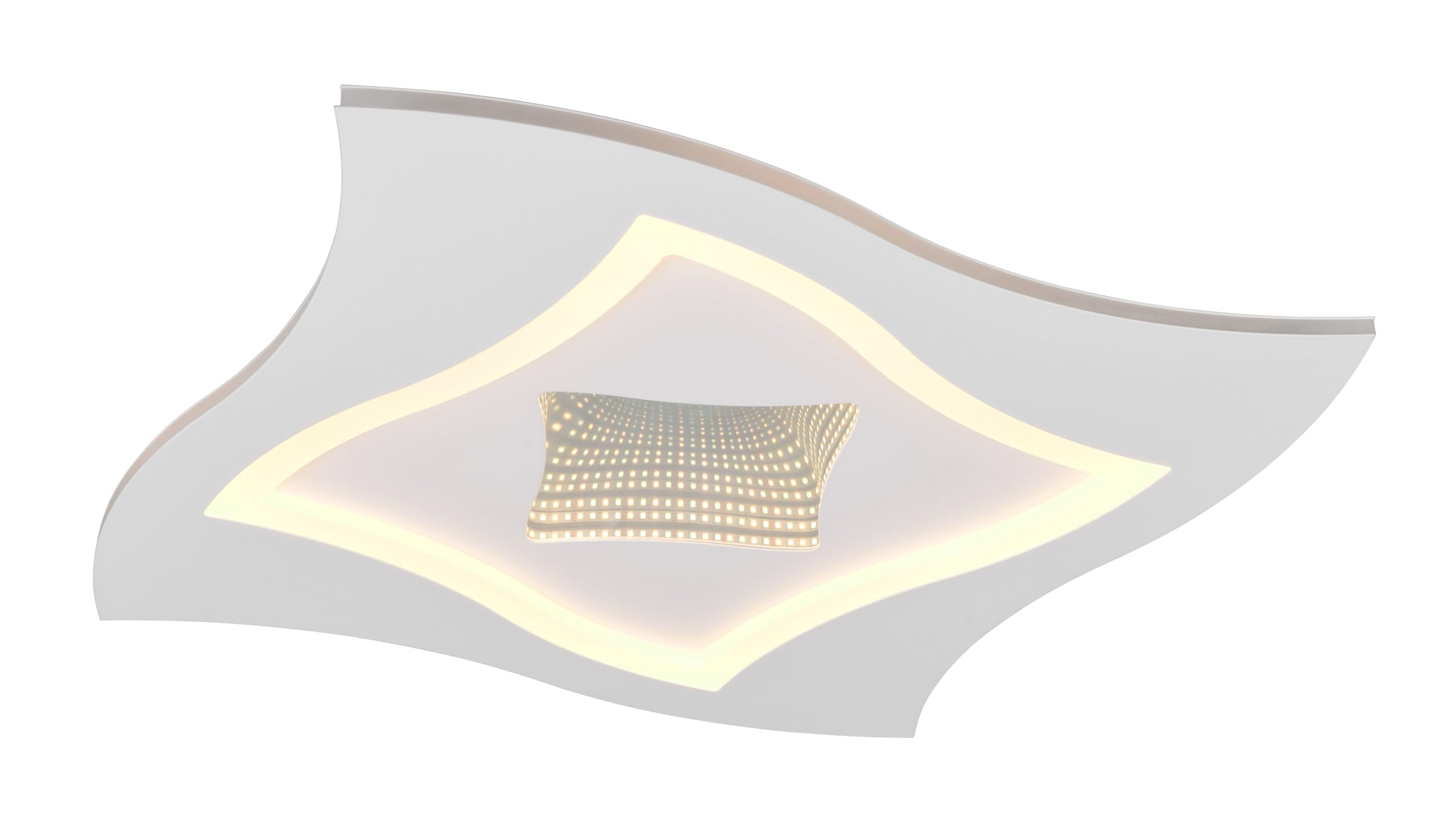 Trio Leuchten LED Deckenleuchte Klint 633610131, Metall Weiß matt, Infinity-Mirror Effekt, 21 Watt LED + RGB Farbwechsel, Fernbedienung, Lichtfarbe und Helligkeit einstellbar, Nachtlicht