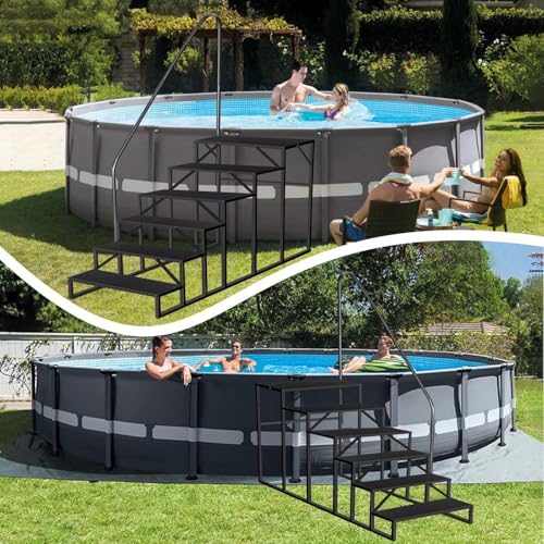 Escalera resistente para piscina elevada con barandales miniatura 1