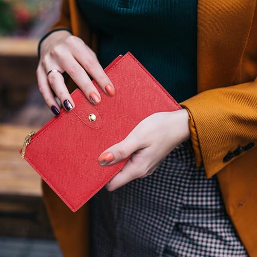 Image of Travelambo RFID Wallet Women Large Size Bifold Multi Card Wallet Case with Zipper Pocke Credit Card Holder for Women