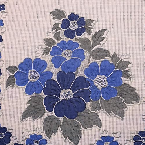 Image of Kuber Industries Cotton 5 Seater Sofa Cover with 6 Arm Cover|Sofa Cover 3 Seater and 2 Seater|Flower Design & Machine Washable (Cream & Blue)