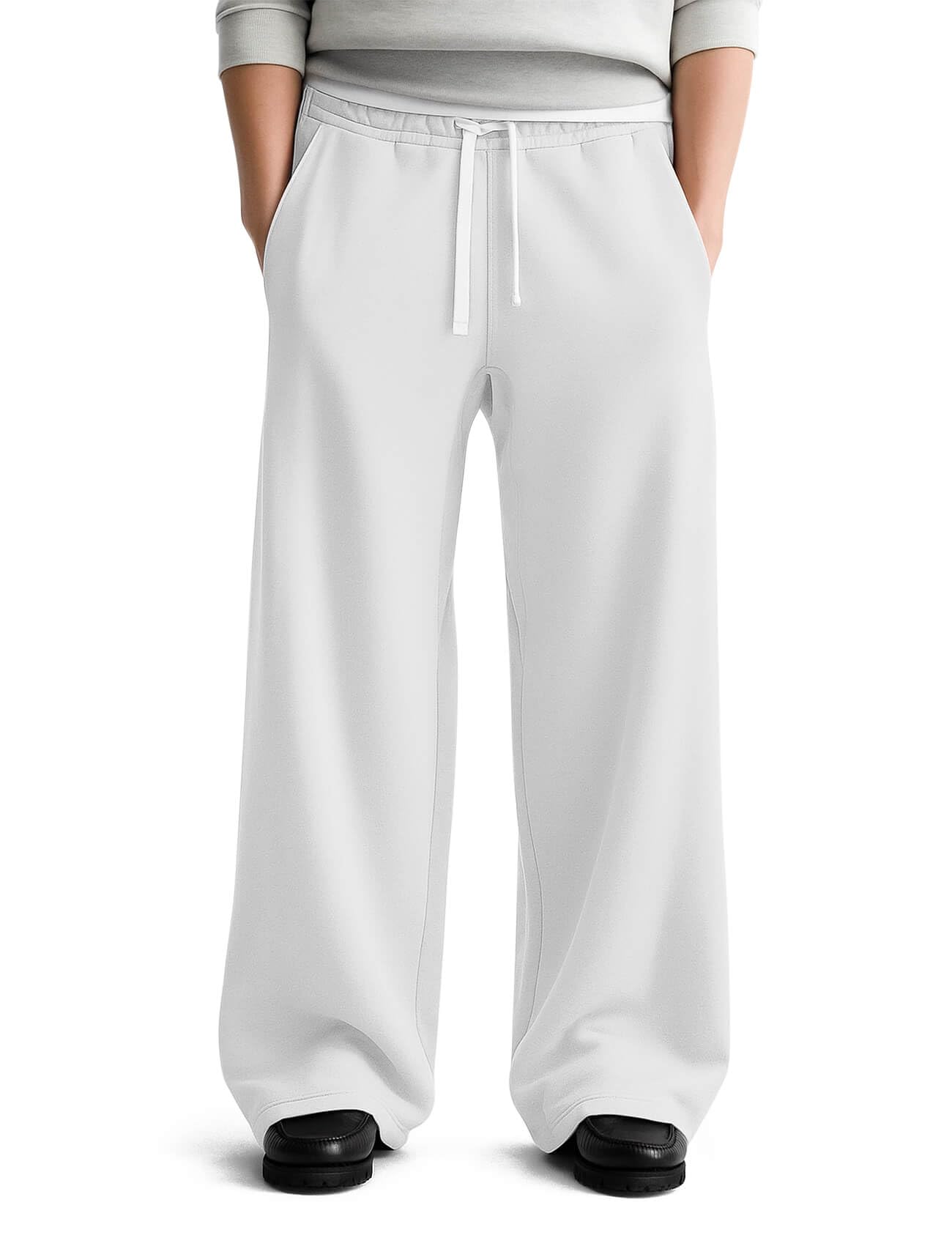 Photo 1 of HeSaYep Men's Baggy Sweatpants Cotton Wide Leg Sweat Pants White L