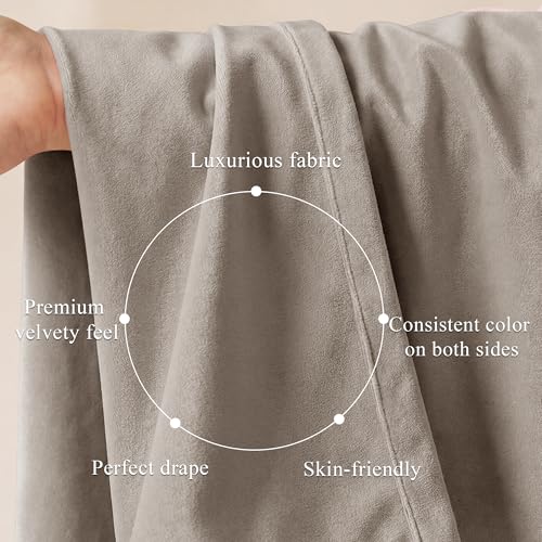 Image of Camel Beige Velvet Curtains for Decor Extra Long, W52xL108, 2 Pcs | 300GSM Thick Soft Fabric, Light Blocking, Summer Heat Insulated, Pinch Pleat Window Covering for Studio, Dining Room, Kitchen