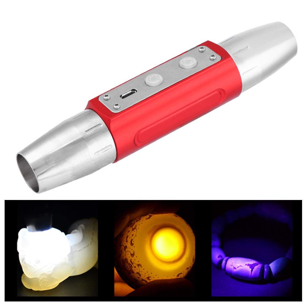 Luce di valutazione della Giada,JadpesTorcia di valutazione della Giada, Torcia elettrica Ricaricabile Professionale a 4 luci USB Ricaricabile Expert Torcia Luminosa della Giada