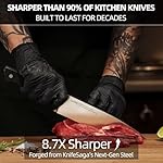 Knife Set, 15 Pcs Kitchen Knife Block Set, Enduring Razor-Sharp High Carbon Stainless Steel Chef Knife Set with Block and Sharpener, Premium Black Knives Set for Kitchen Valentine's Gift - Image 3