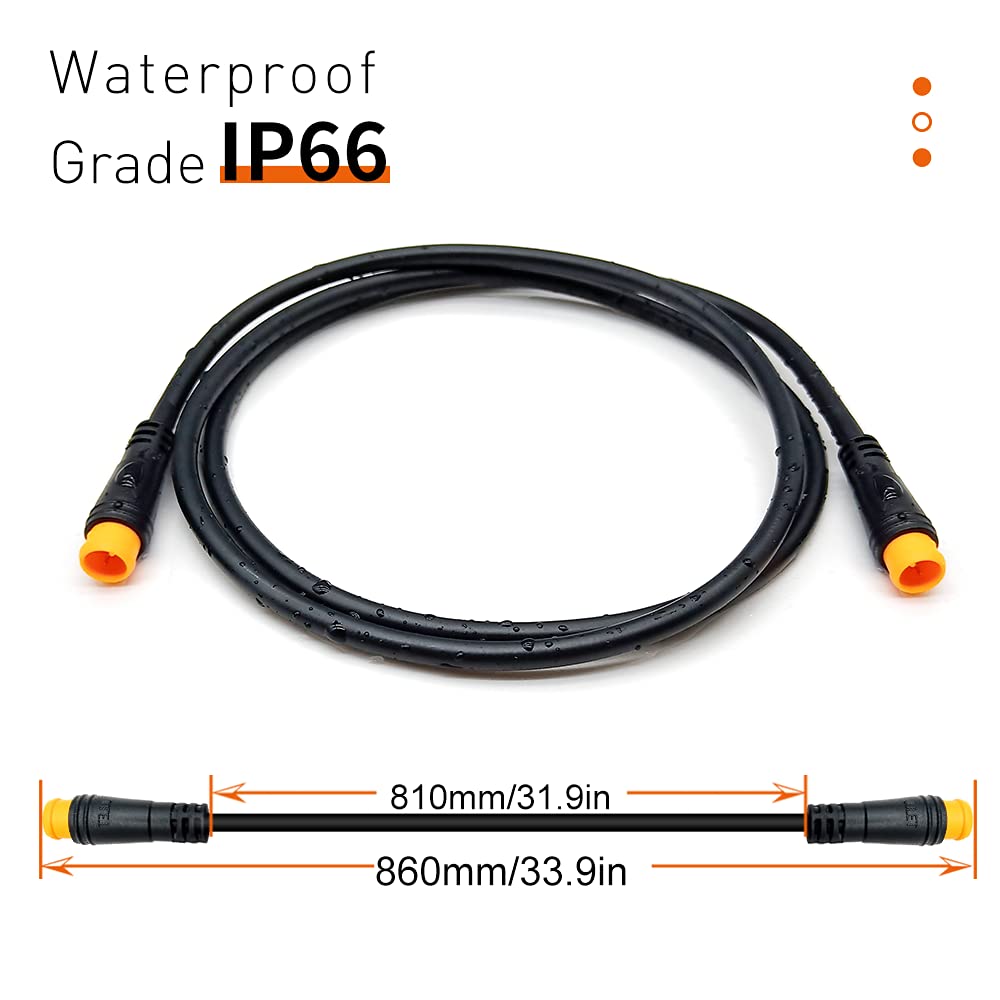 HUDAMZKY Ebike Extension Cable Julet 2Pin/3Pin/4Pin/5Pin/6Pin Waterproof Connector Female to Male DIY Electric Bicycle Brake Display Throttle Light Extension Signal Cable(3pin Male-Male)
