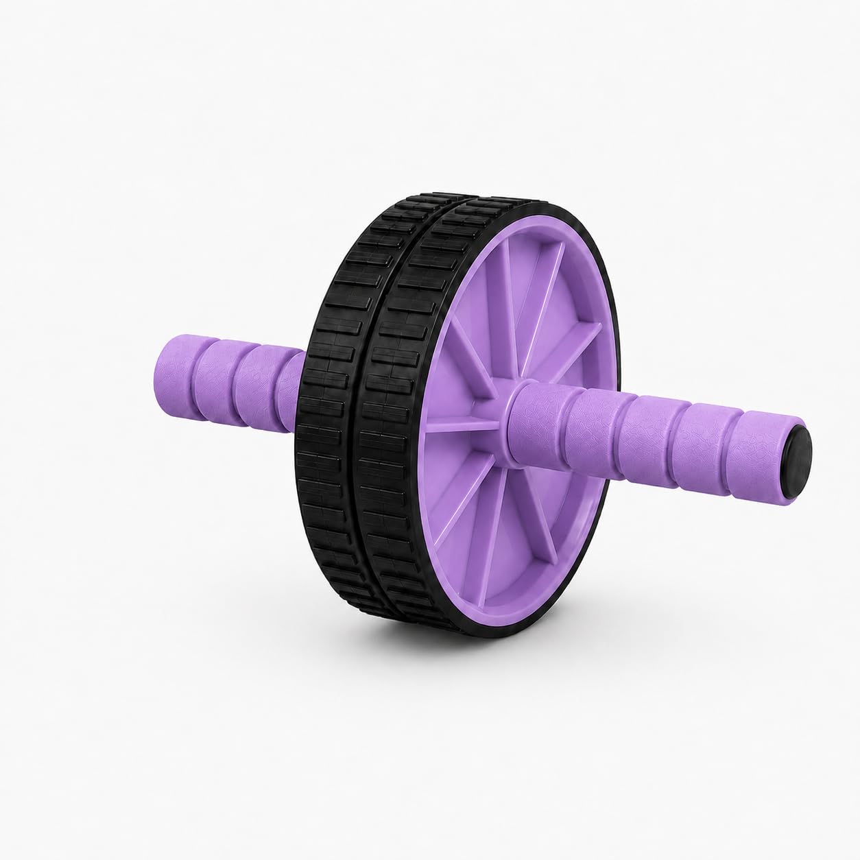 Ab Roller Wheel for Core Strength Training, 17 x 27 cm Exercise Roller with Foam Grip Handles, Compact Ab Wheel for Abs, Stomach, Back, Arms & Shoulders, Home Gym Fitness Equipment (Purple)