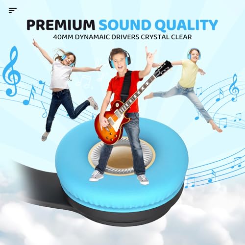 Image of JoySpark Kids Bluetooth Headphones, Lightweight Wireless Headphones for Kids, 85 /94dB Volume Limited, 60 Hours Playtime, Bluetooth 5.3, Over-Ear Toddler Headsets with Built-in Mic (Black Blue)